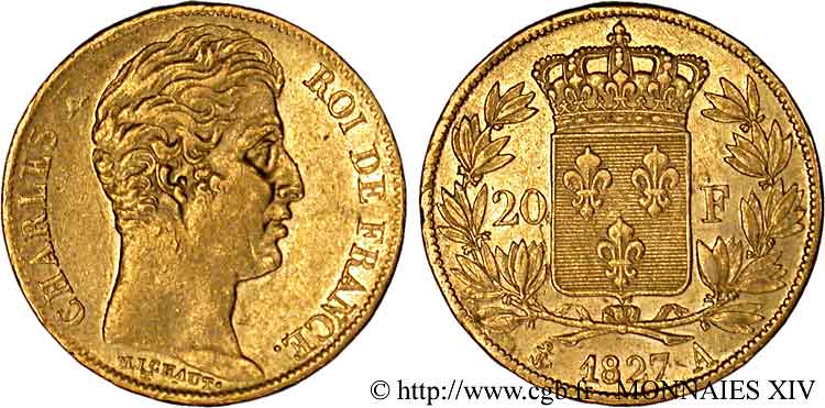 20 francs Charles X 1827 Paris F.520/6 TTB 