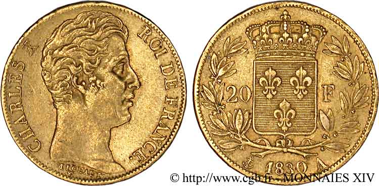 20 francs Charles X 1830 Paris F.520/12 MBC 