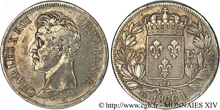 5 francs Charles X, 1er type 1826 Bayonne F.310/22 TTB 
