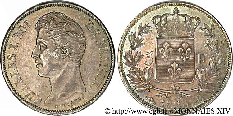 5 francs Charles X, 2e type 1828 Strasbourg F.311/16 SPL 