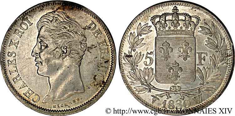 5 francs Charles X, 2e type 1830 Lille F.311/52 EBC 