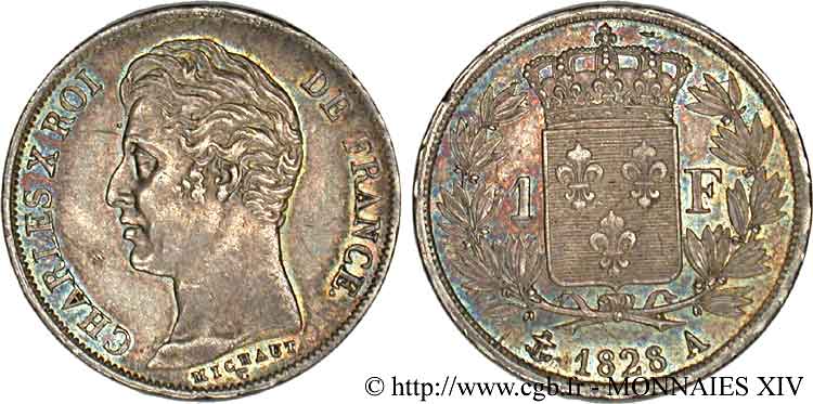 1 franc Charles X 1828 Paris F.207/37 VZ 
