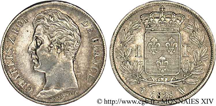 1 franc Charles X 1828 Lille F.207/48 XF 