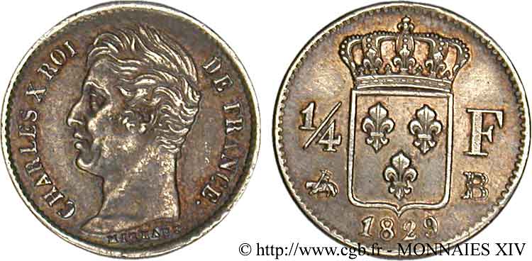 1/4 franc Charles X 1829 Rouen F.164/30 AU 