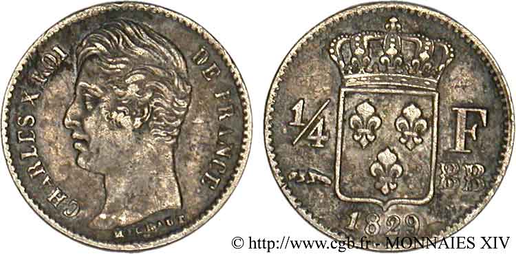 1/4 franc Charles X 1829 Strasbourg F.164/31 MBC 