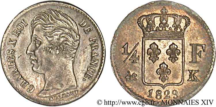 1/4 franc Charles X 1829 Bordeaux F.164/34 SPL 