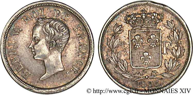 1/2 franc 1833  VG.2713  VZ 