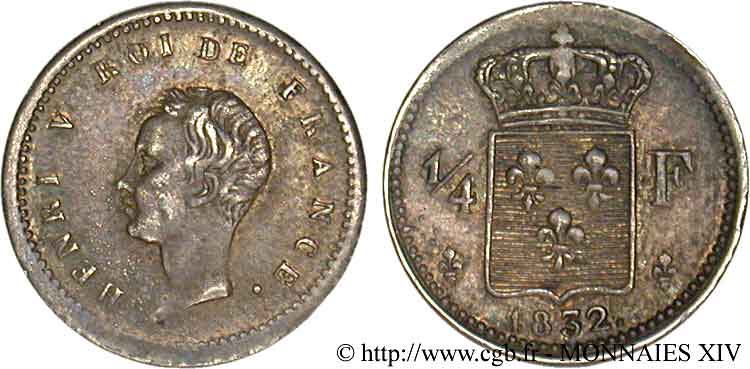 1/4 franc 1832  VG.2716  SPL 