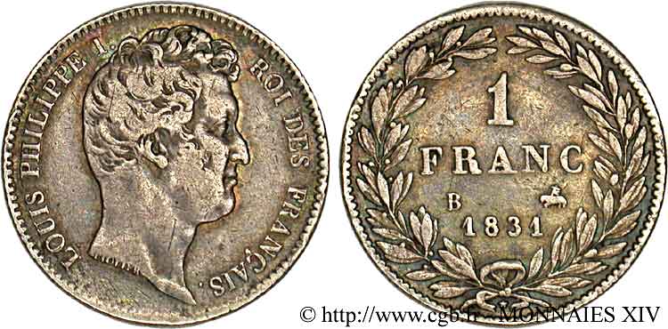 1 franc Louis-Philippe, tête nue 1831 Rouen F.209/2 MBC 