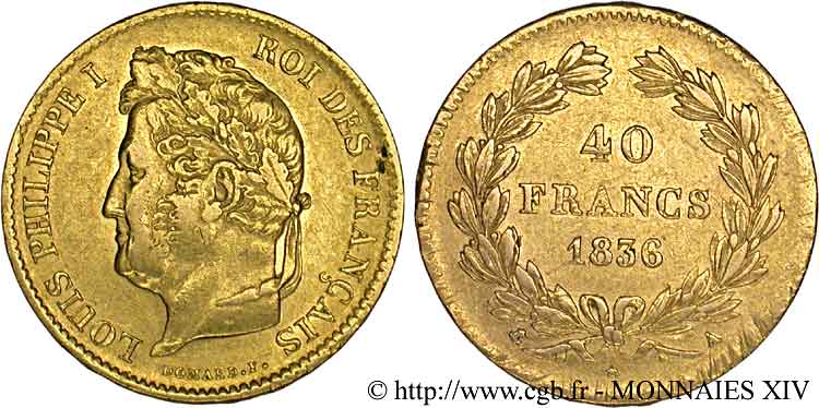 40 francs or Louis-Philippe 1836 Paris F.546/9 BB 