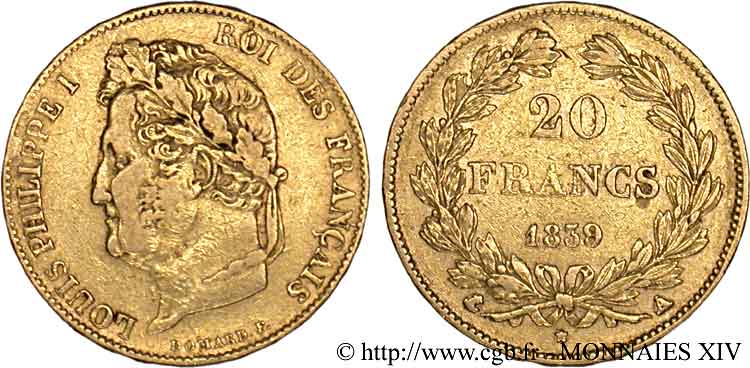 20 francs Louis-Philippe, Domard 1839 Paris F.527/20 TTB 