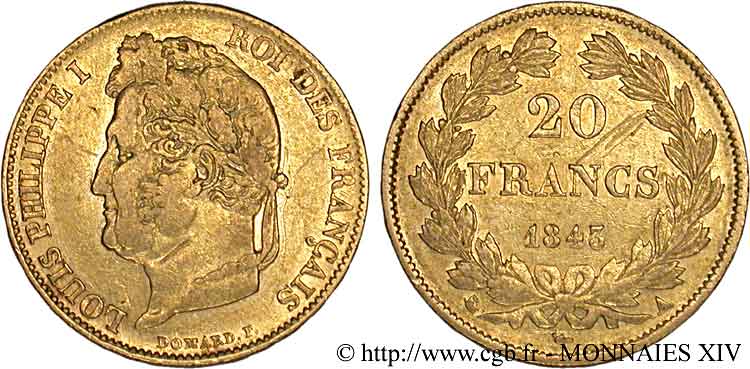 20 francs Louis-Philippe, Domard 1843 Paris F.527/29 TTB 