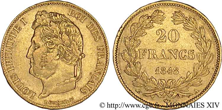 20 francs Louis-Philippe, Domard 1848 Paris F.527/38 TTB 