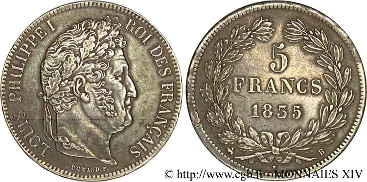 5 francs, IIe type Domard 1835 Rouen F.324/43 SUP 