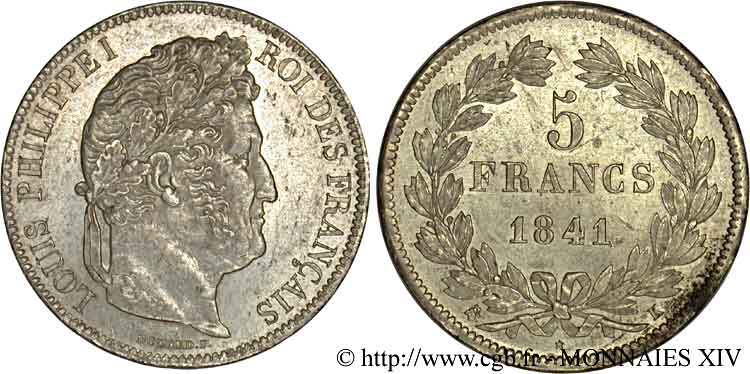 5 francs, IIe type Domard 1841 Bordeaux F.324/93 VZ 