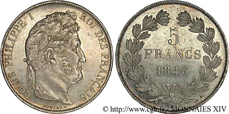 5 francs, IIIe type Domard 1846 Paris F.325/10 SPL 
