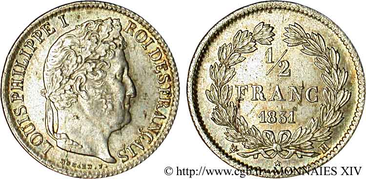 1/2 franc Louis-Philippe 1831 La Rochelle F.182/5 VZ 
