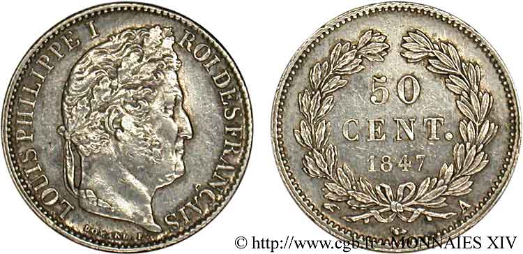 50 centimes Louis-Philippe 1847 Paris F.183/13 EBC 