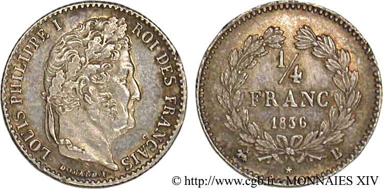 1/4 franc Louis-Philippe 1836 Rouen F.166/60 EBC 