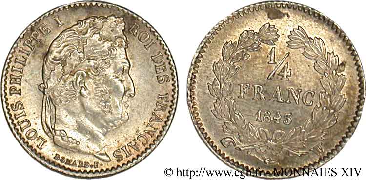 1/4 franc Louis-Philippe 1843 Lille F.166/96 fST 