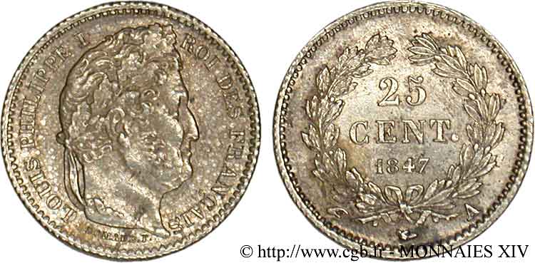 25 centimes Louis-Philippe 1847 Paris F.167/9 AU 