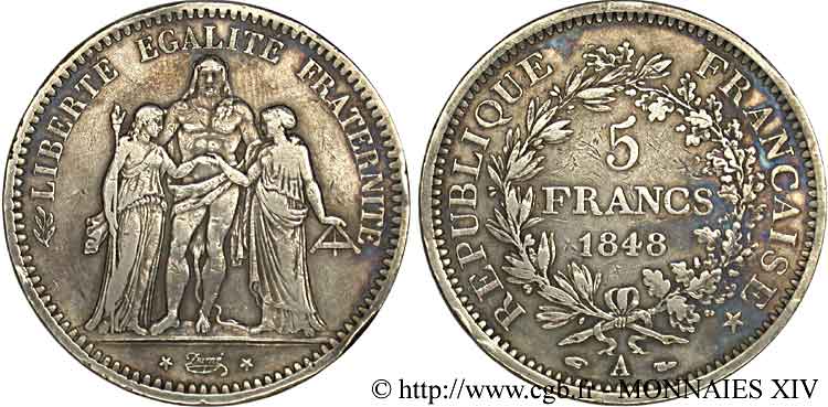 5 francs Hercule Deuxième république 1848  Paris F.326/1 SS 