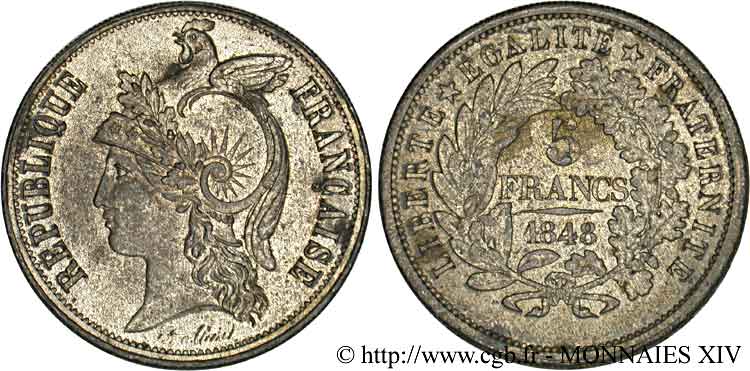 Concours de 5 francs, piéfort d Alard 1848  VG.3059 var. AU 