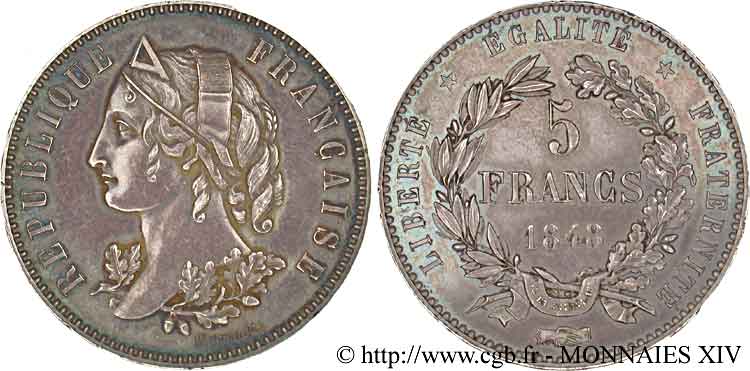 Concours de 5 francs, essai de Magniadas 1848 Paris VG.3081  SUP 