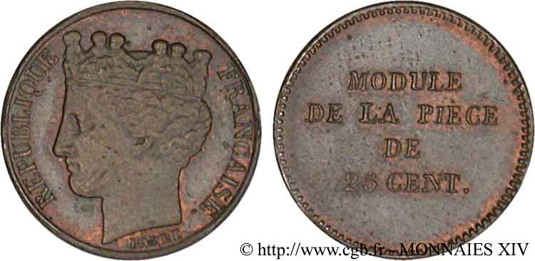 Essai au module de 25 centimes n.d. Paris VG.cf. 3218  AU 