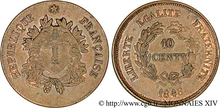 Concours de 10 centimes, essai de Gayrard, premier concours 1848 Paris VG.3141  AU 