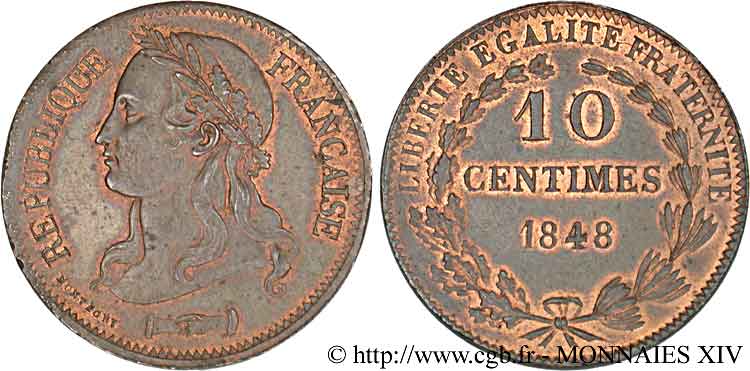 Concours de 10 centimes, essai de Montagny 1848 Paris VG.3147  SUP 