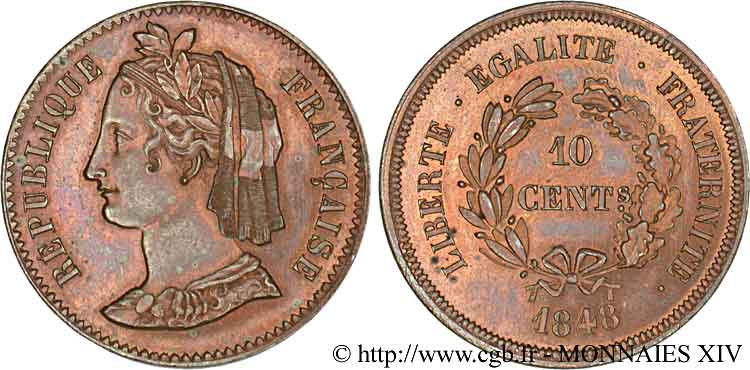 Concours de 10 centimes, essai de Rogat, troisième concours 1848 Paris VG.3188  SUP 