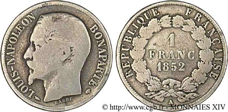 1 franc Louis-Napoléon 1852 Paris F.212/1 B 