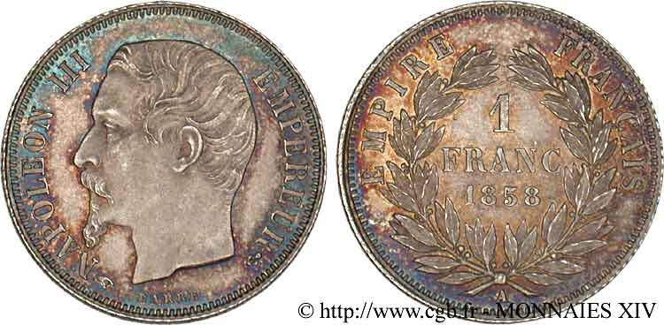 1 franc Napoléon III, tête nue  1858 Paris F.214/11 fST 