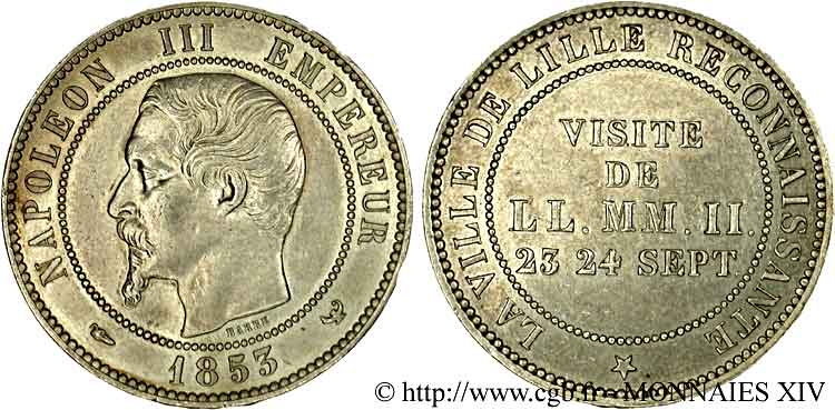Module 10 centimes, visite impériale à Lille les 23 et 24 septembre 1853 1853  VG.3366  SUP 