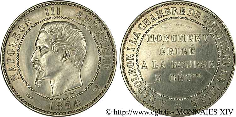 Module 10 centimes, monument érigé à la Bourse le 3 décembre 1854 1854 Lille VG.3404  AU 