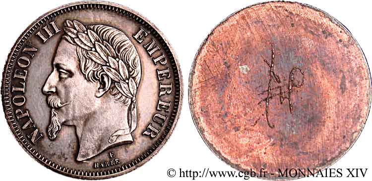 Essai uniface d avers de 2 francs par Barre n.d.  Maz.1657 a SPL 