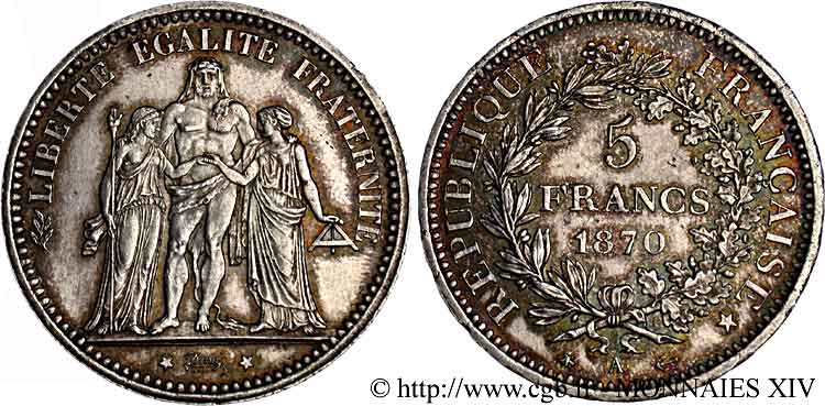 5 francs Hercule 1870 Paris F.334/1 EBC 