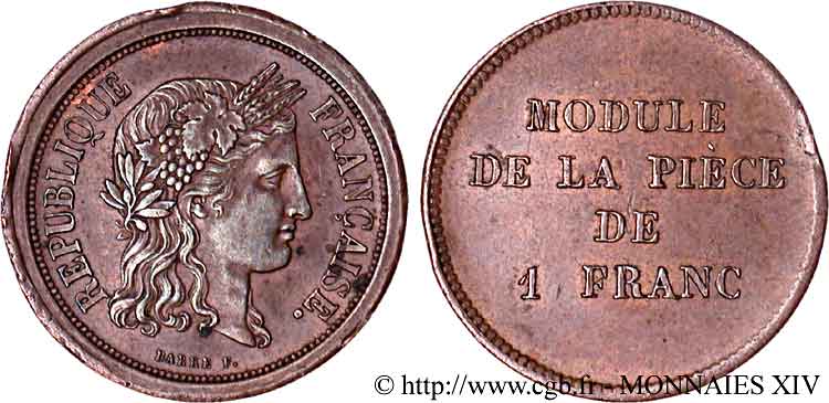 Essai au module de 1 franc par Barre n.d.  VG.3767  SUP 