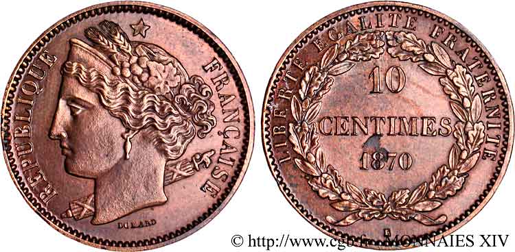 Essai de 10 centimes par Domard 1870  VG.3781  VZ 