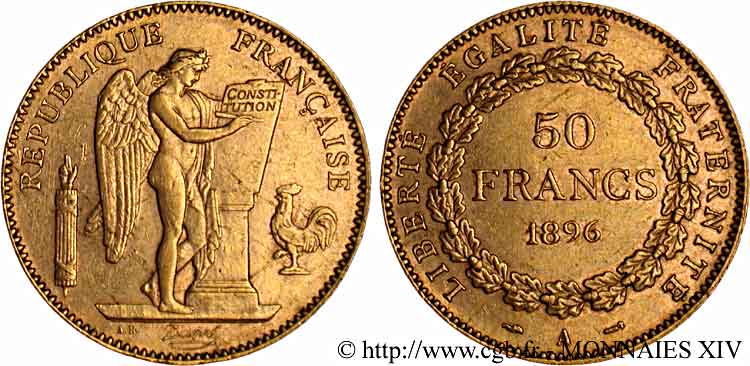 50 francs génie, Troisième république 1896 Paris F.549/4 MBC 