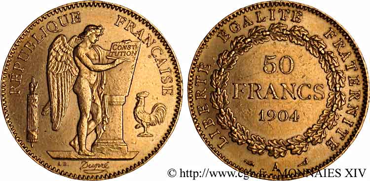 50 francs génie, Troisième république 1904 Paris F.549/6 SUP 