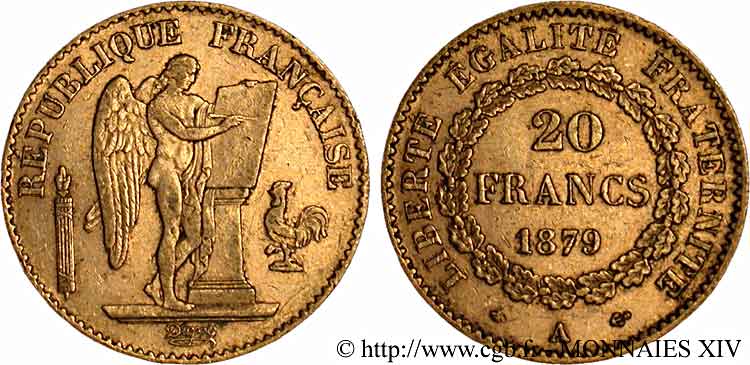 20 francs génie, Troisième république 1879 Paris F.533/7 BB 