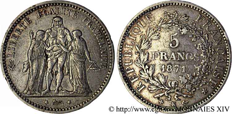 5 francs Hercule 1871 Bordeaux F.334/5 BB 