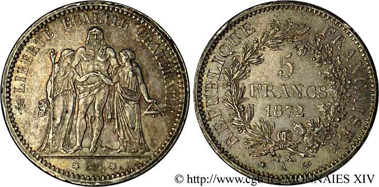 5 francs Hercule 1872 Paris F.334/6 VZ 