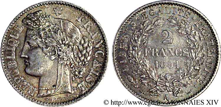 2 francs Cérès, avec légende 1894 Paris F.265/16 EBC 