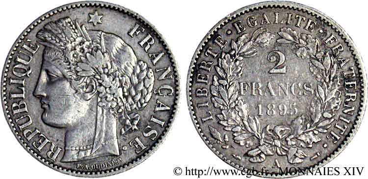 2 francs Cérès, avec légende 1895 Paris F.265/17 TTB 