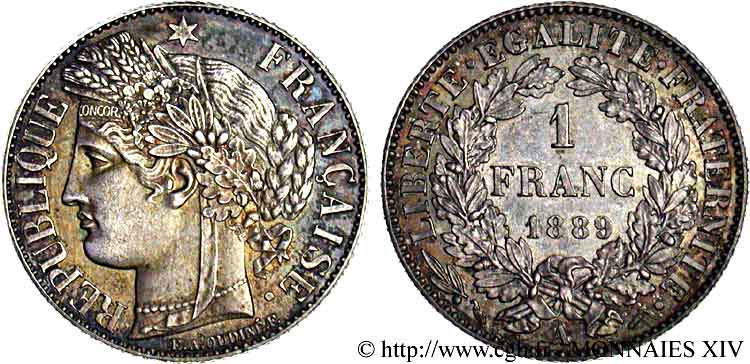 1 franc Cérès Troisième république 1889 Paris F.216/11 SC 