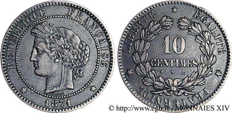 10 centimes Cérès 1871 Bordeaux F.135/7 TTB 