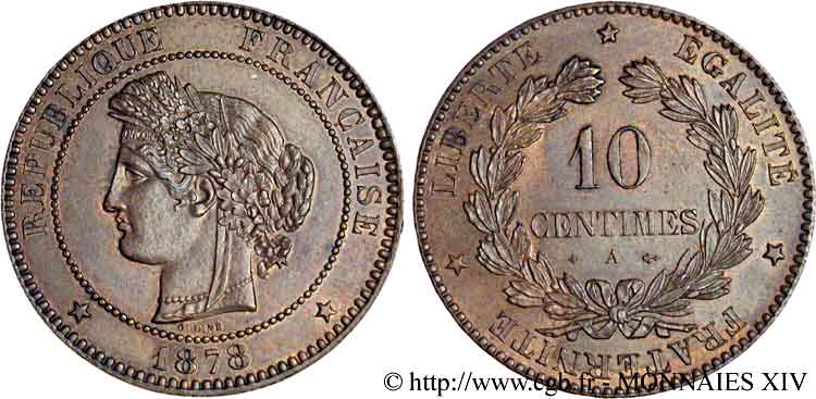 10 centimes Cérès 1878 Paris F.135/20 AU 